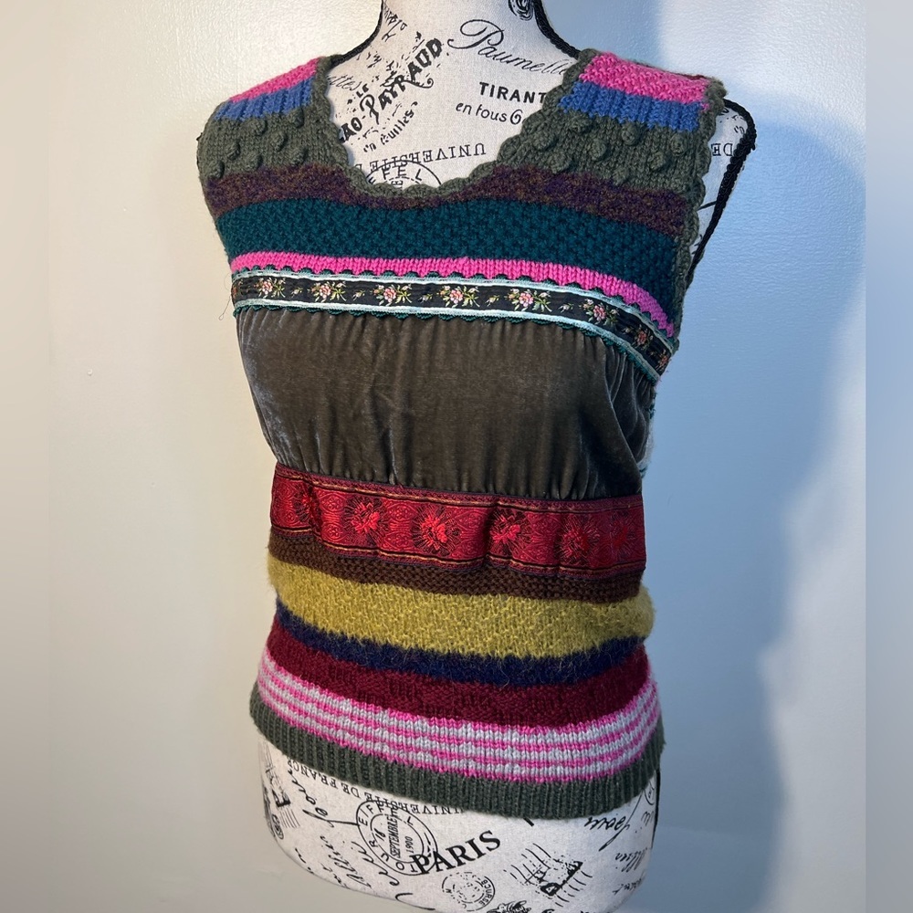 VTG Philosophy Di Alberta Ferretti Wool Mixed Media Sweater Vest - Size 4